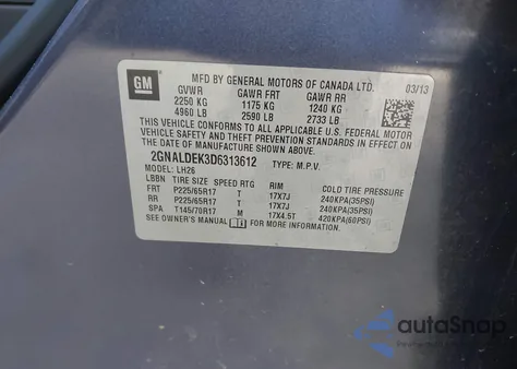 2013 Chevrolet Equinox 1Lt z USA, uszkodzony, nr VIN 2GNALDEK3D6313612